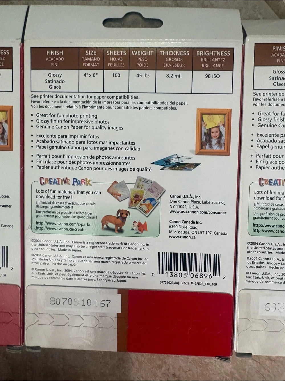 3 packs of Canon Photo Paper - Glossy 4x6 100 Sheets - Inkjet Ready (300 total)